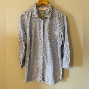 Vintage Victoria’s Secret Cotton Nightshirt Geo Print Buttondown Size L